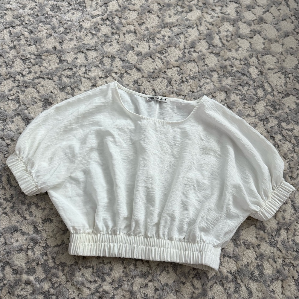 Zara Cropped Puff Sleeve Blouse